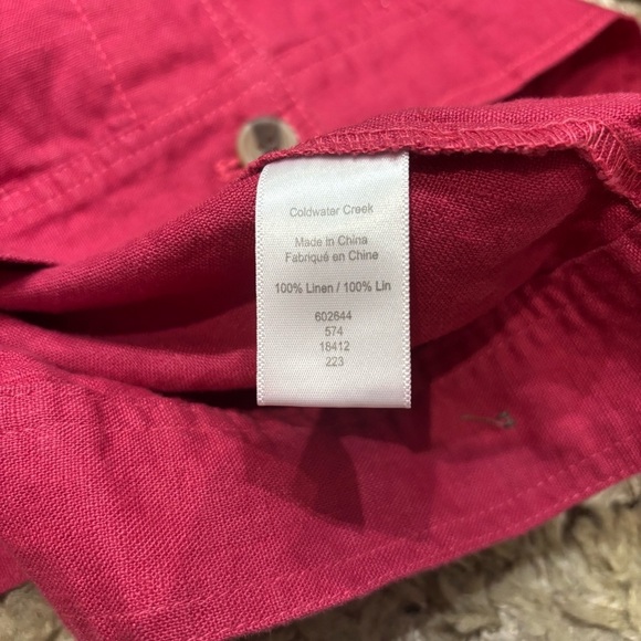 NWOT Coldwater Creek 2X Linen Jacket Denim Style Pink Button Front - Picture 12 of 12